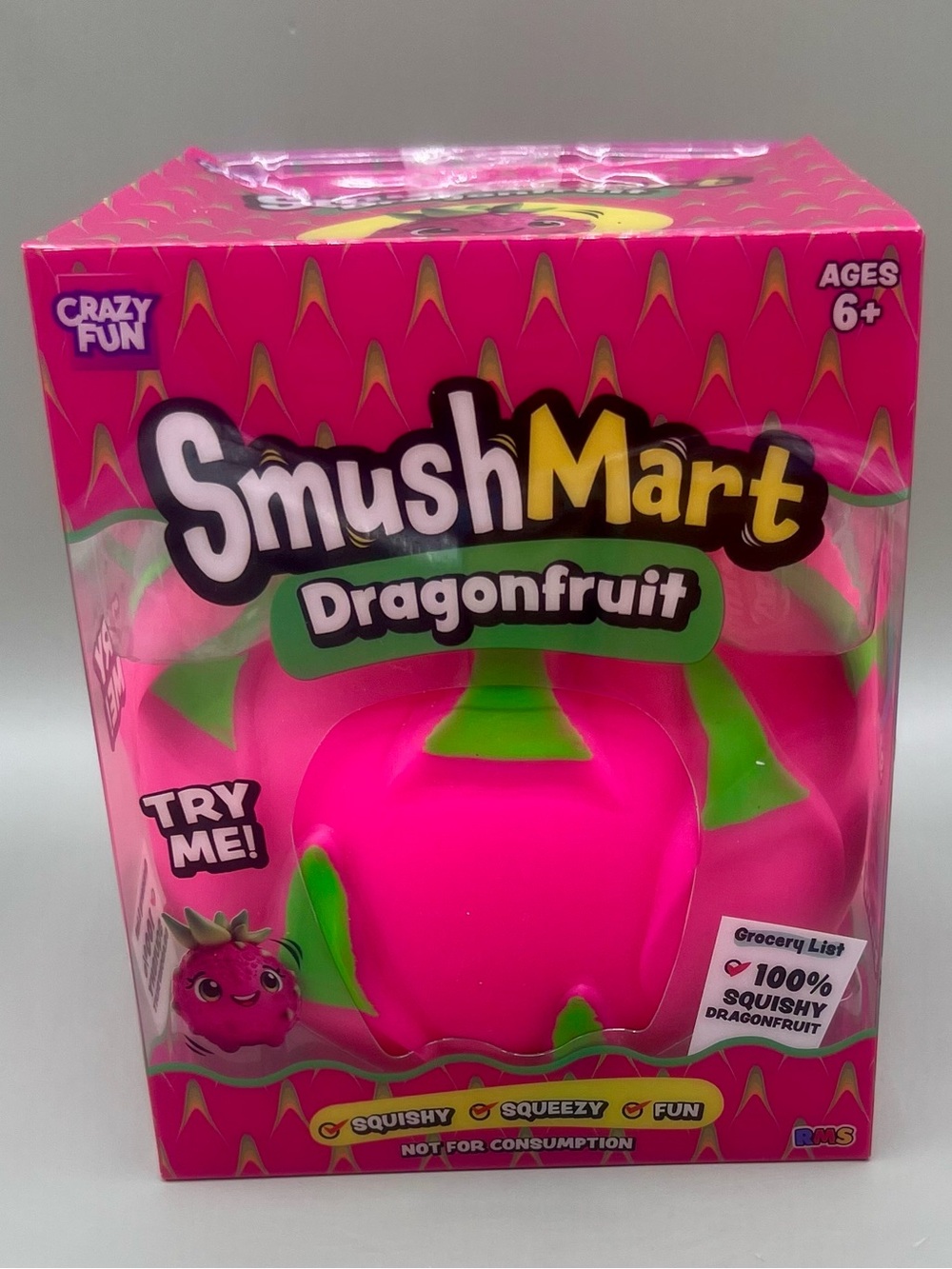 RMS Crazy Fun Jumbo DRAGONFRUIT Squishy by SmushMart ✨IN Hot Pink🩷 NEW In BOX🥭